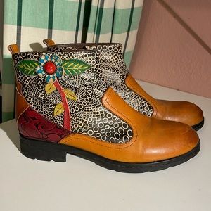 Funky Leather Boots Sz 10 Women